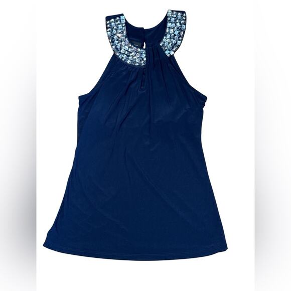 INC Y2K Small tank top Blue liberty star halter top rhinestone evening stretch - Picture 1 of 7